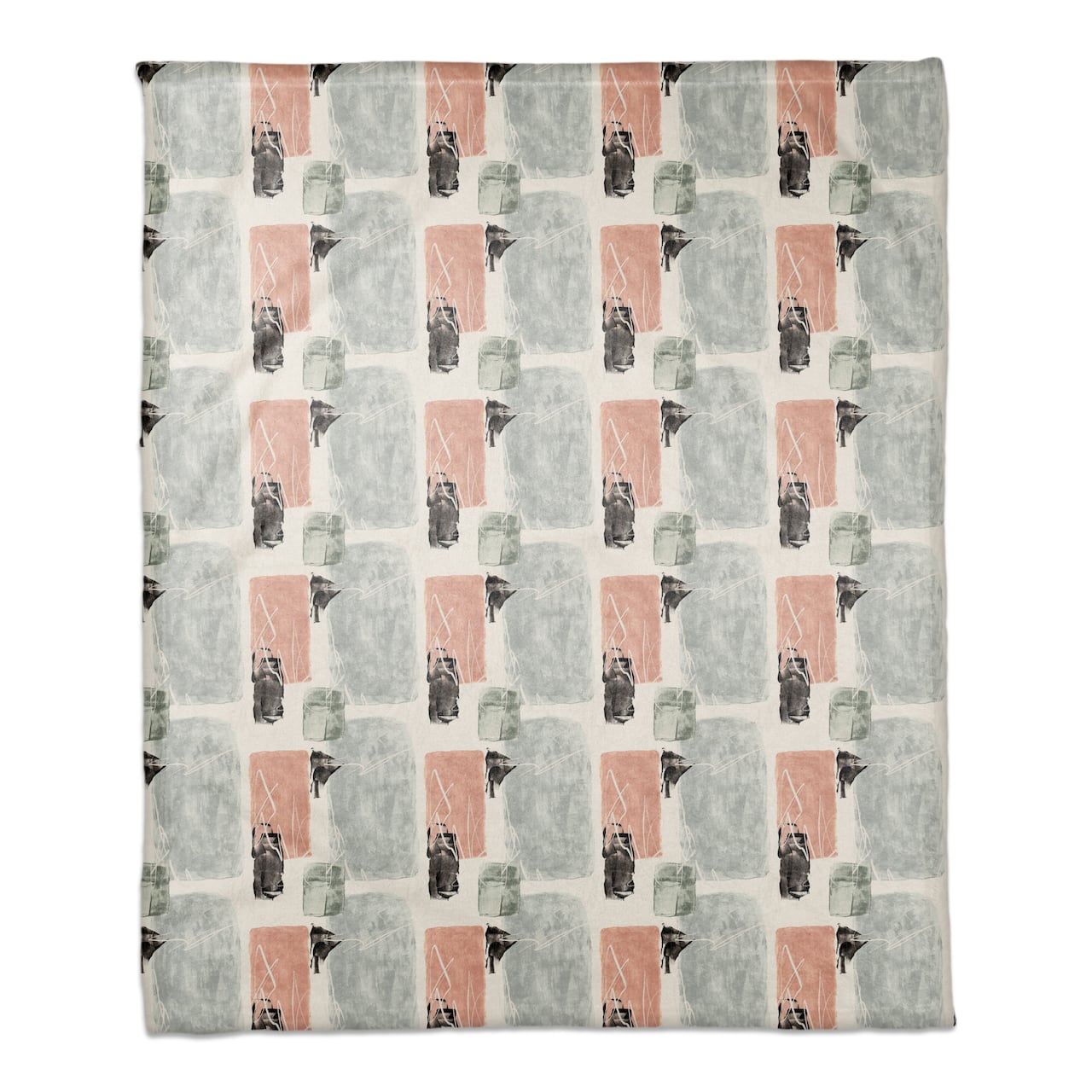 Blue and Pink Abstract 50" x 60" Coral Fleece Blanket